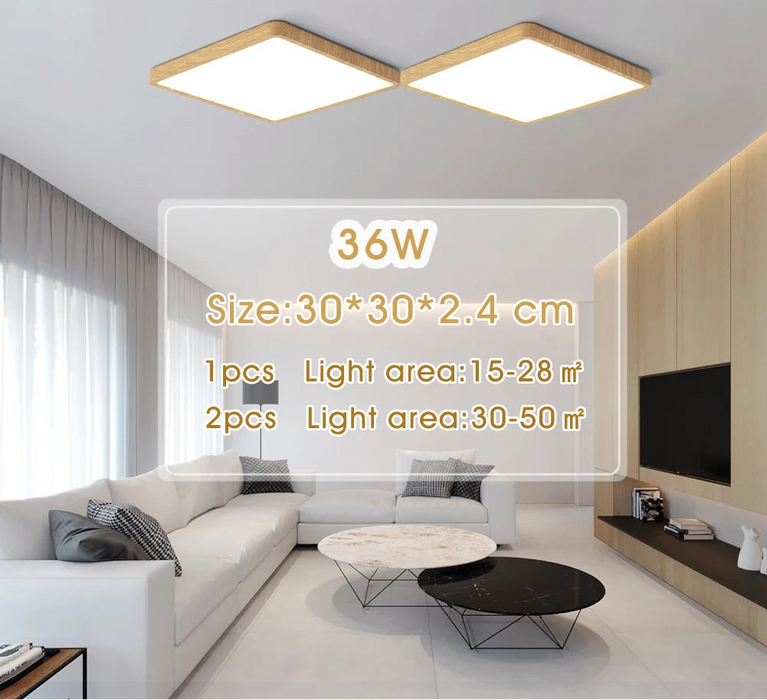 MARPOU Tuya Smart LED Ceiling Lamp Wood Grain App Voice Control Alexa/Google Remote Control Square Ceiling Lights Living Room - Samanta Factory