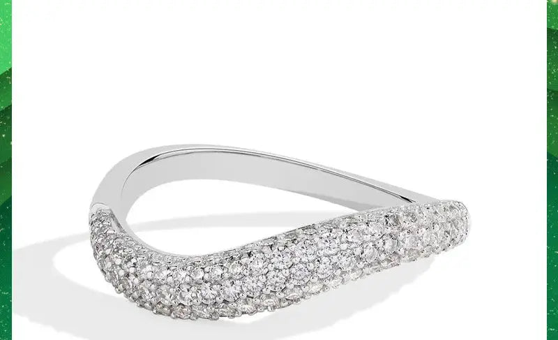 S925 Moissanite Ring – D-Color VVS1 Wavy Band SF