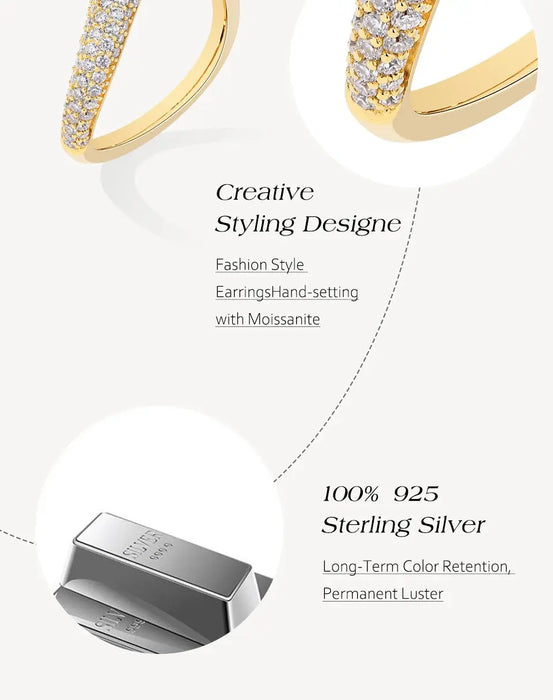 S925 Moissanite Ring – D-Color VVS1 Wavy Band SF