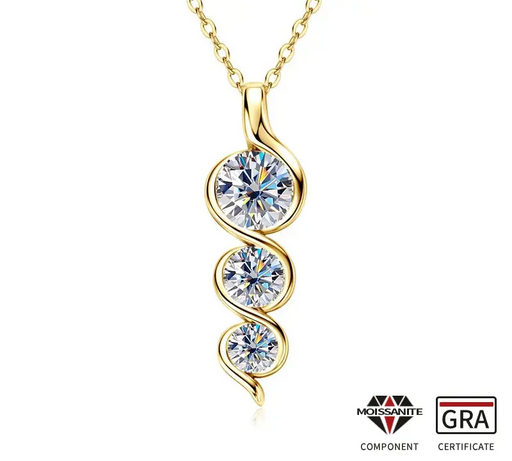 Twisted Round-Cut Moissanite Pendant Necklace in 925 Sterling Silver with Certificate