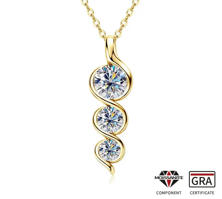 Twisted Round-Cut Moissanite Pendant Necklace in 925 Sterling Silver with Certificate