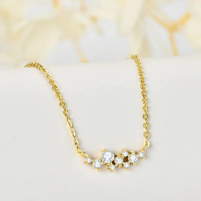 Moissanite Jewelry Set – 925 Sterling Silver Cluster Necklace & Ring SF