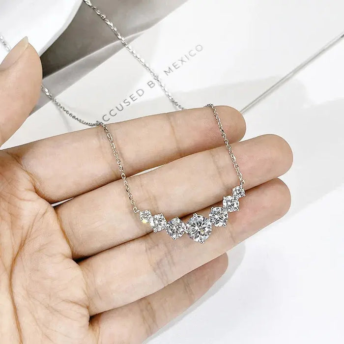 Moissanite Pendant Necklace – 7-Stone 925 Sterling Silver D-Color VVS1 SF