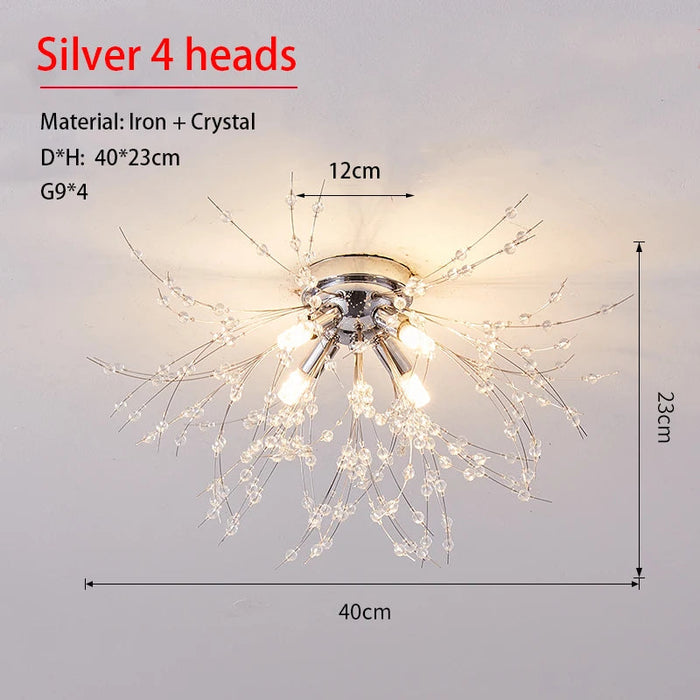 Crystal Dandelion Ceiling Light – 4-Light Nordic Chandelier for Living Room & Dining Room SF