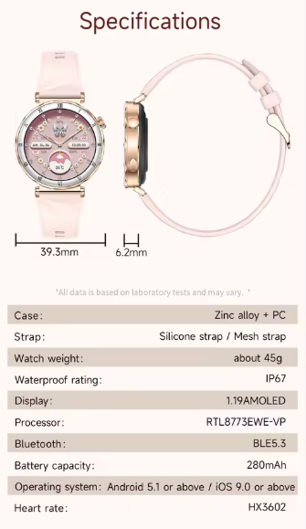 Women's Smart Watch – 1.19-Inch AMOLED Full Touch Screen & Sports Tracker - Samanta Factory