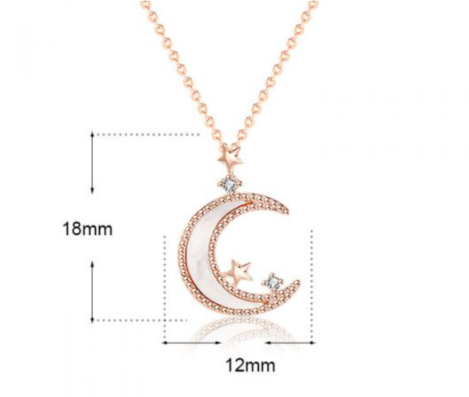 Cubic Moon Star Necklace – Elegant 18k Gold, Silver & Rose Gold Vermeil - Samanta Factory