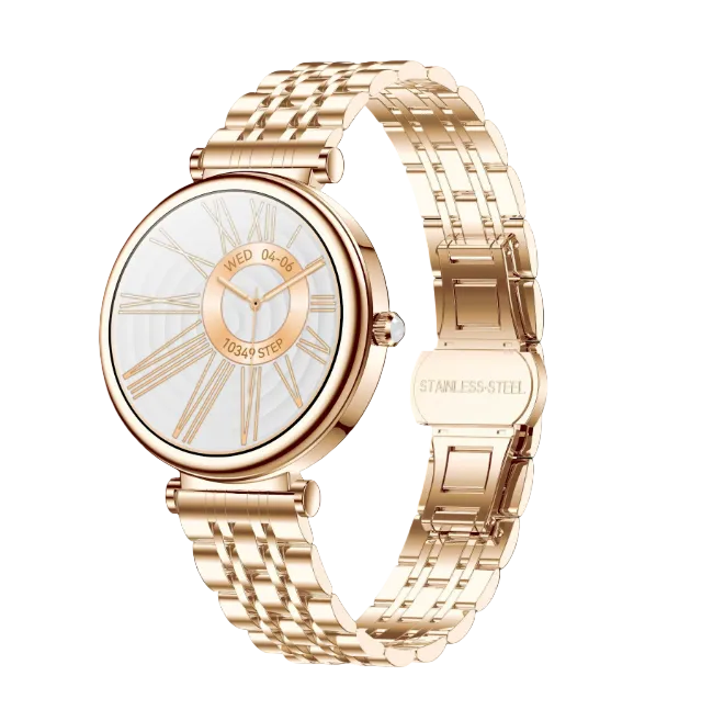 Women’s Smart Sports Watch – Wireless Charging & Call Reminder with Stainless Steel Band - Samanta Factory