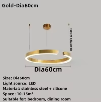 C Ring LED Pendant Light – Dimmable Nordic Hanging Lamp for Dining & Bedroom Spaces - Samanta Factory