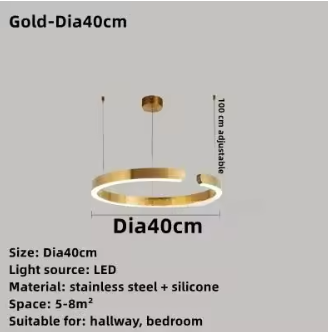 C Ring LED Pendant Light – Dimmable Nordic Hanging Lamp for Dining & Bedroom Spaces - Samanta Factory