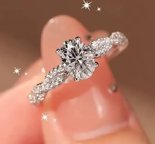 Moissanite Fashion Ring – Platinum-Plated Sparkle for Women SF