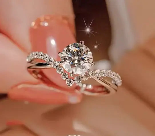 Moissanite Fashion Ring – Platinum-Plated Sparkle for Women SF