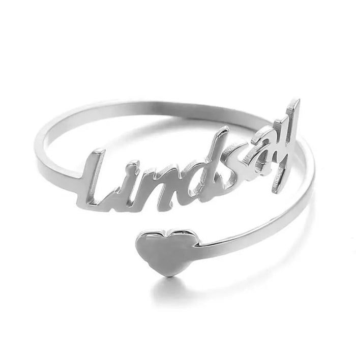 Custom Name Heart Ring – Personalized Ring for Women SF