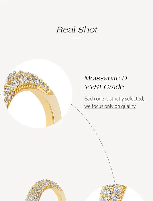 S925 Moissanite Ring – D-Color VVS1 Wavy Band SF