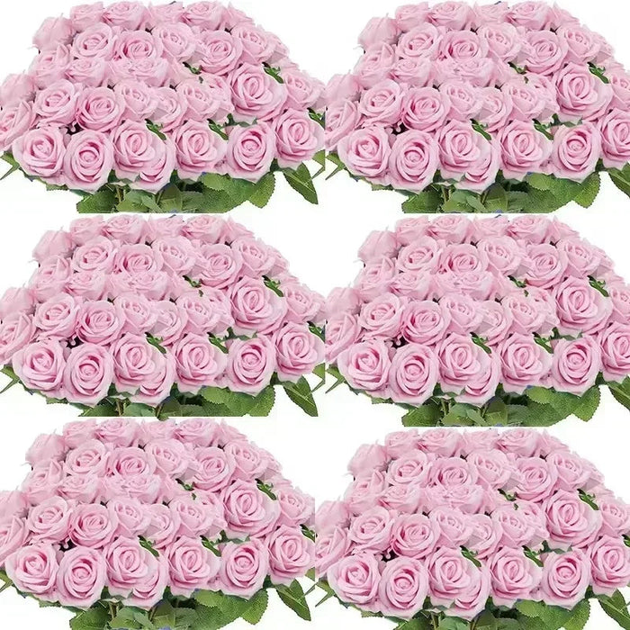 Artificial Velvet Roses – 50PCS Long-Stem Flower Bouquet SF