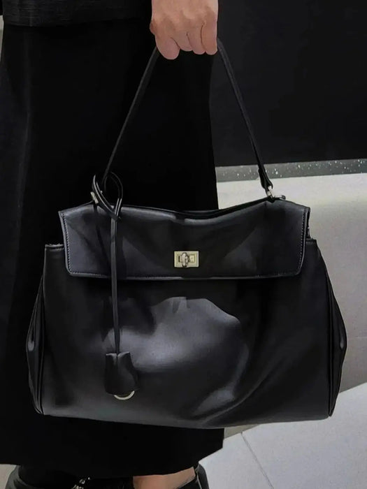 PU Leather Shoulder Bag - Lock Flap Crossbody Design SF