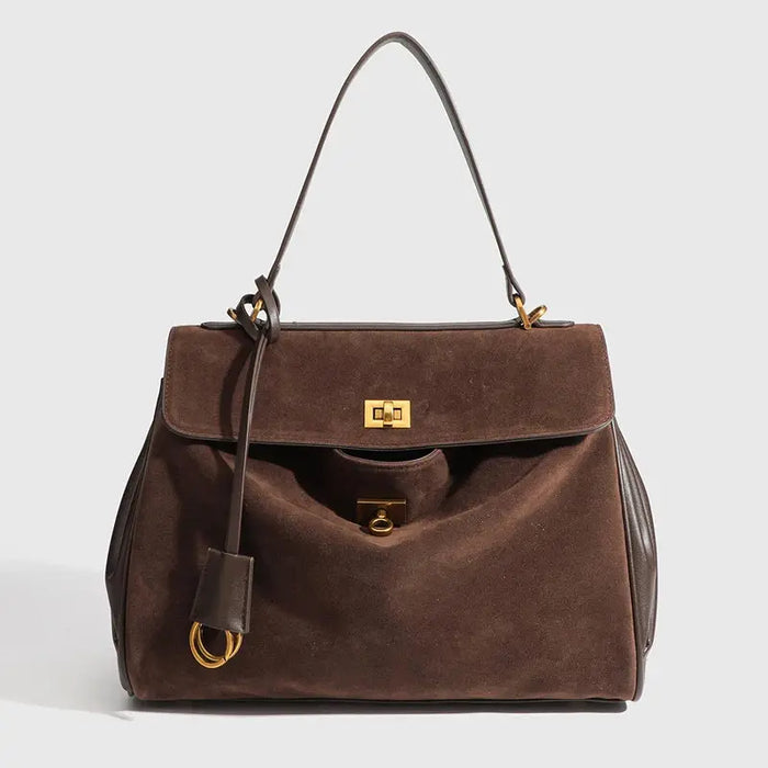 Microfiber Leather Shoulder Bag – Large Square with Lock SF