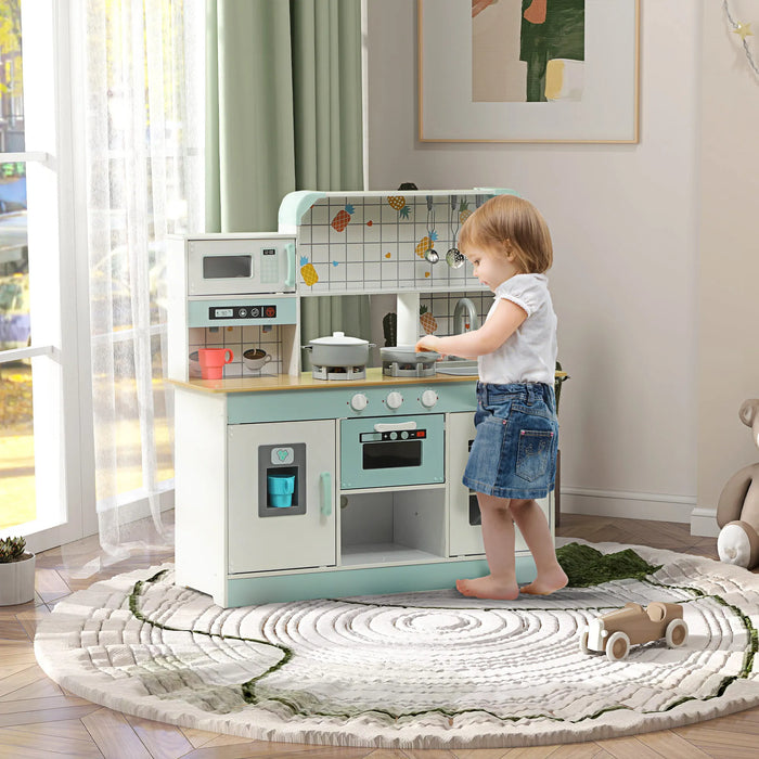 AIYAPLAY Kids Wooden Kitchen Playset – Realistic Toddler Kitchen with Coffee Machine & Oven

