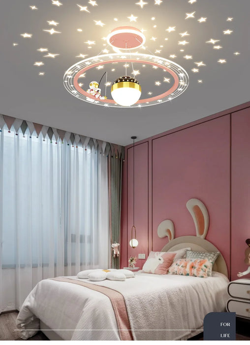 Modern Flush Mount LED Chandelier – Remote-Control Dimmable Ceiling Light - Samanta Factory
