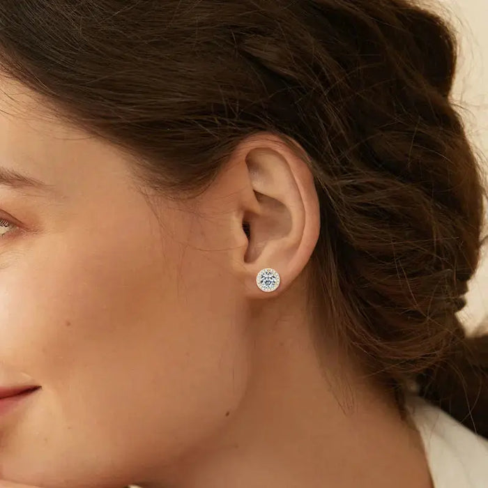 Premium 925 Sterling Silver Round Cut Earrings for Timeless Brilliance SF