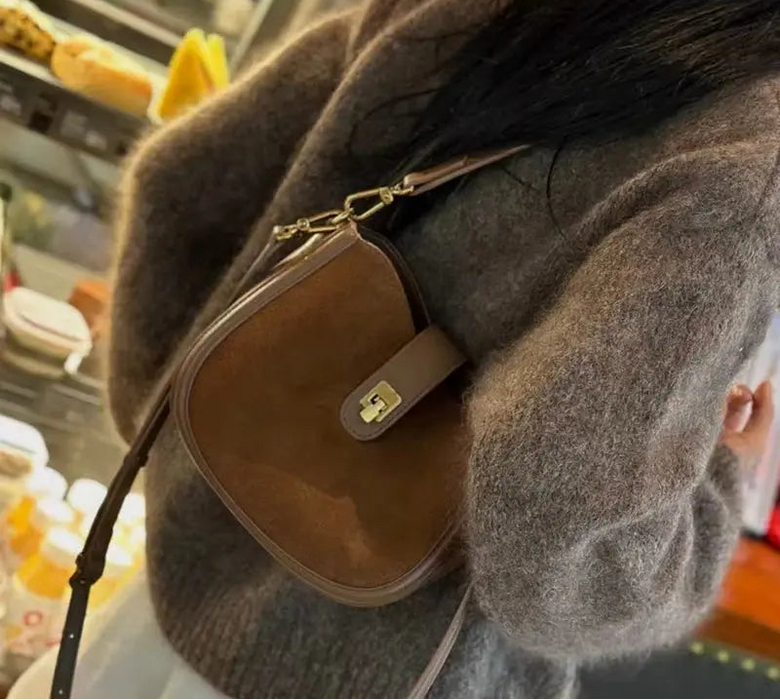 Cow Leather Shoulder Bag – Soft Half Moon Shape SF
