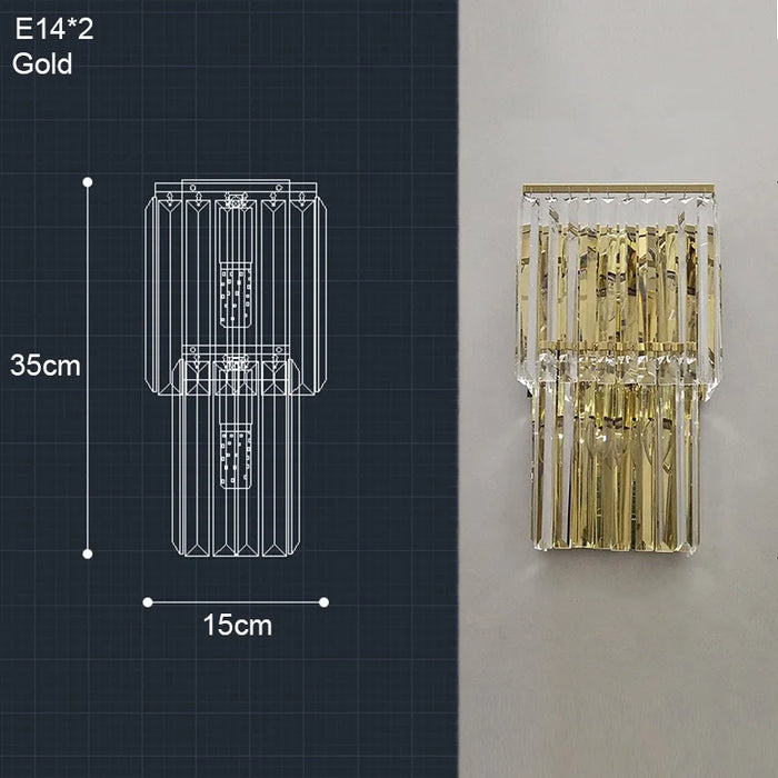 Crystal Wall Lamp – Modern Gold LED Lighting for Dining & Bedroom - Samanta Factory