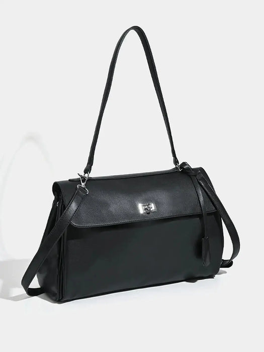 PU Leather Shoulder Bag - Lock Flap Crossbody Design SF