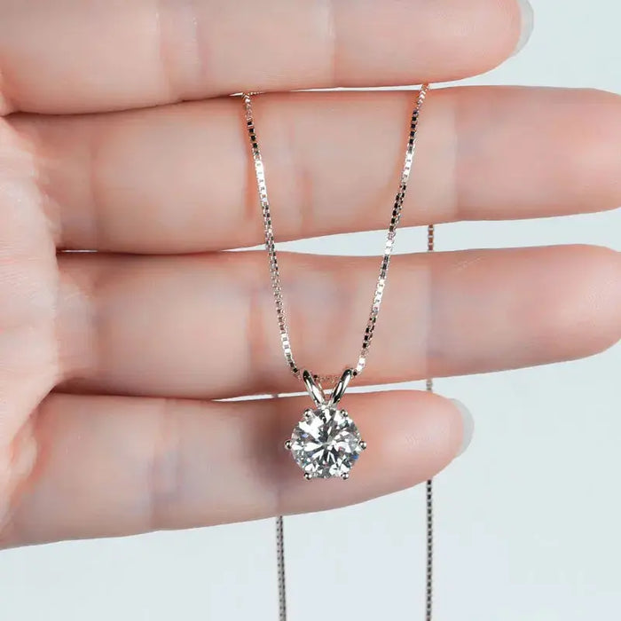Moissanite Pendant Necklace – D-Color Round Solitaire SF