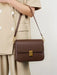Split leather women's satchel bag with short handle, 120cm strap, hasp closure