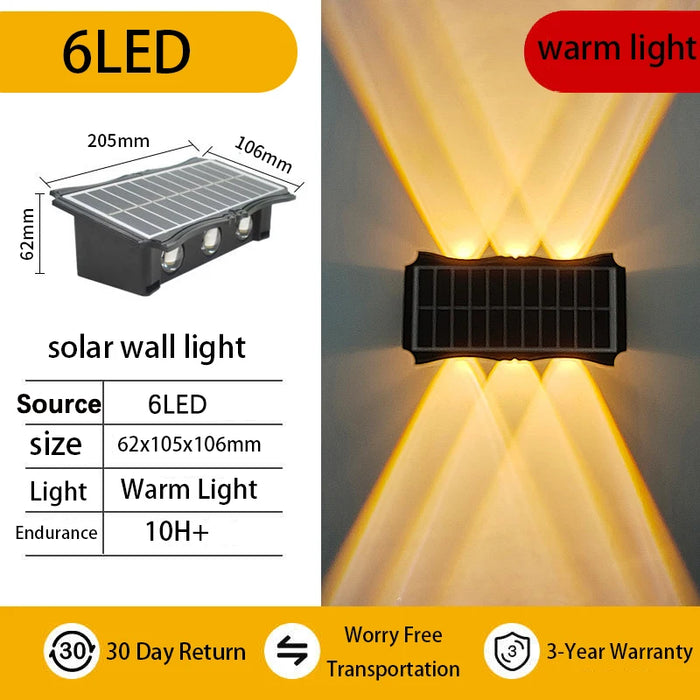 Solar Wall Light – IP65 Waterproof Warm LED for Outdoor Facades - Samanta Factory