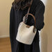 PU Leather Knitted Bucket Bag – Soft Casual Messenger Handbag for Women - Samanta Factory