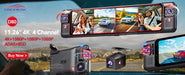 Smart Mirror Dash Cam 11.3" – Wireless CarPlay, Android Auto & 4K Dual Lens Recording Samanta Factory