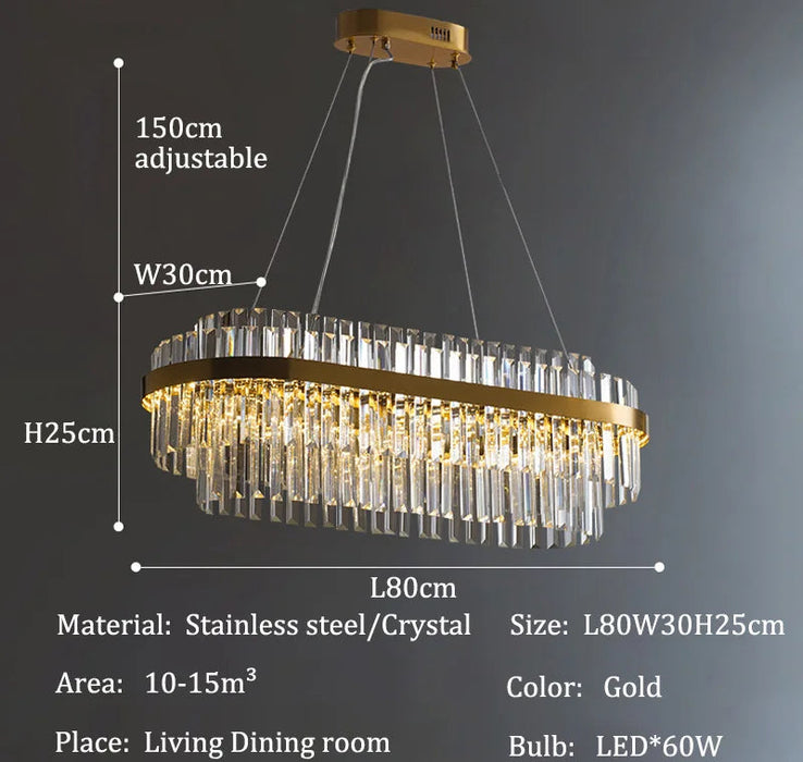 Modern Luxury LED Crystal Chandelier – Dimmable Remote-Controlled Ceiling Light - Samanta Factory