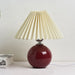 Korean Table Lamp – Vintage Pleated Fabric Shade with Ceramic Base - Samanta Factory