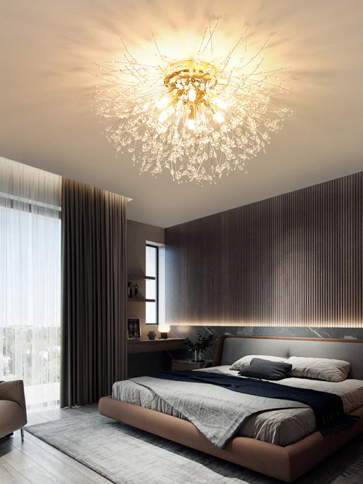 Crystal Dandelion Ceiling Light – 4-Light Nordic Chandelier for Living Room & Dining Room SF