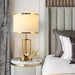 European-Style Bedside Table Lamp – Fabric Shade with Crystal Accent - Samanta Factory