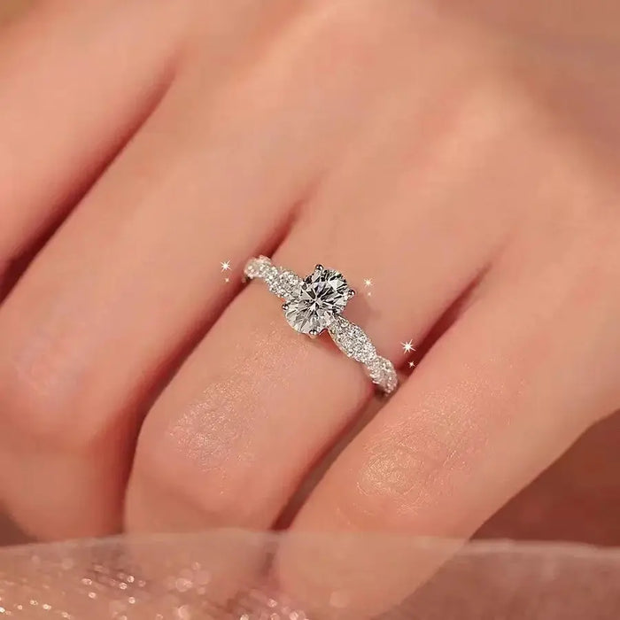 Moissanite Fashion Ring – Platinum-Plated Sparkle for Women SF