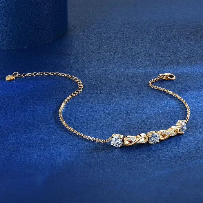 925 Sterling Silver Bracelet with D-Color Moissanite, Adjustable Chain, Certified Fine Jewelry