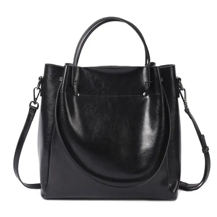 Vintage Cow Leather Shoulder Tote – Women’s Ruched Handbag SF