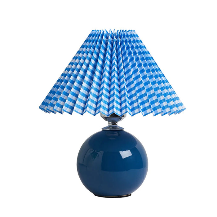 Korean Table Lamp – Vintage Pleated Fabric Shade with Ceramic Base - Samanta Factory