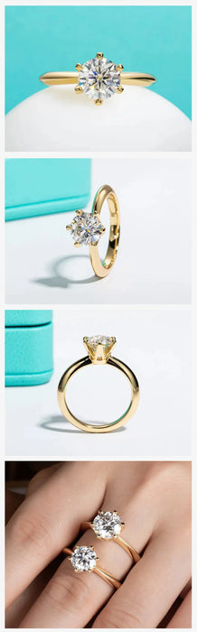 Moissanite Engagement Ring – D Color Lab-Certified 925 Sterling Silver SF