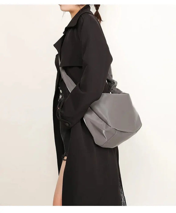 PU Leather Shoulder Bag – Versatile Solid-Color Satchel SF