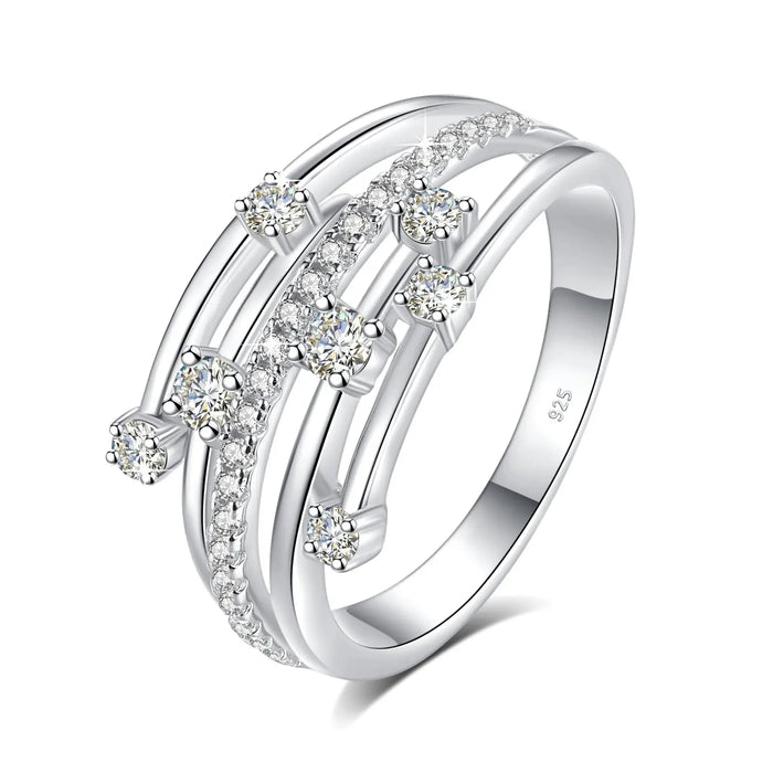 Elegant 925 Sterling Silver Moissanite Wedding & Engagement Ring for Women SF