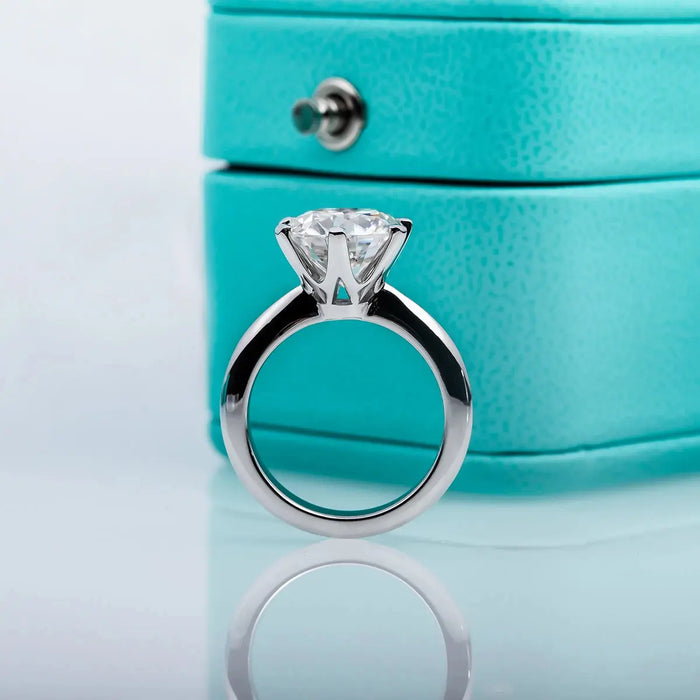 925 Sterling Silver 18K Gold Plated Classic Prong-Set Moissanite Ring SF