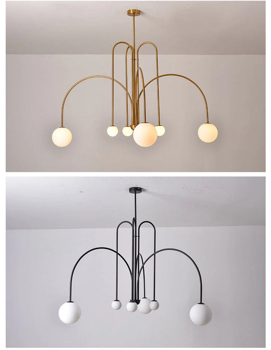Modern LED Chandelier – Frosted Glass Pendant Light for Elegant Interiors - Samanta Factory