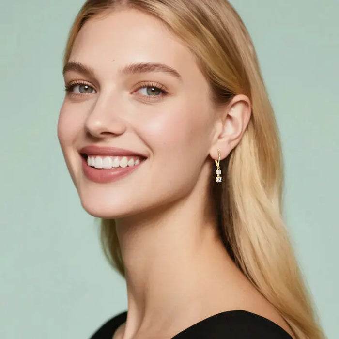 Moissanite Drop Earrings – D-Color Round Cut 925 Sterling Silver SF
