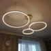Modern LED Pendant Light – Gold Aluminum Chandelier with Remote Control - Samanta Factory