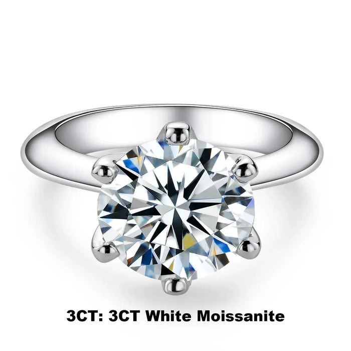 925 Sterling Silver 18K Gold Plated Classic Prong-Set Moissanite Ring SF