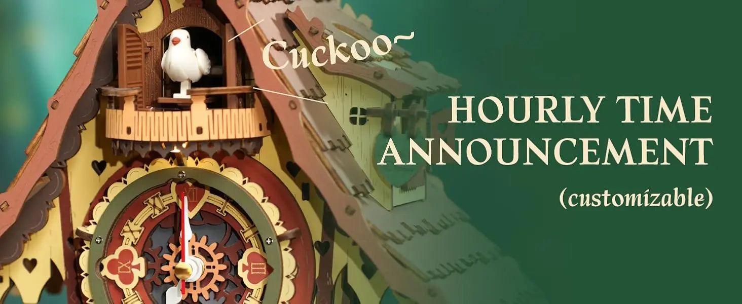 Wooden Cuckoo Clock 3D Puzzle – Light-Up Fairy Treehouse with Moving Bird & LED Lights - Samanta Factory