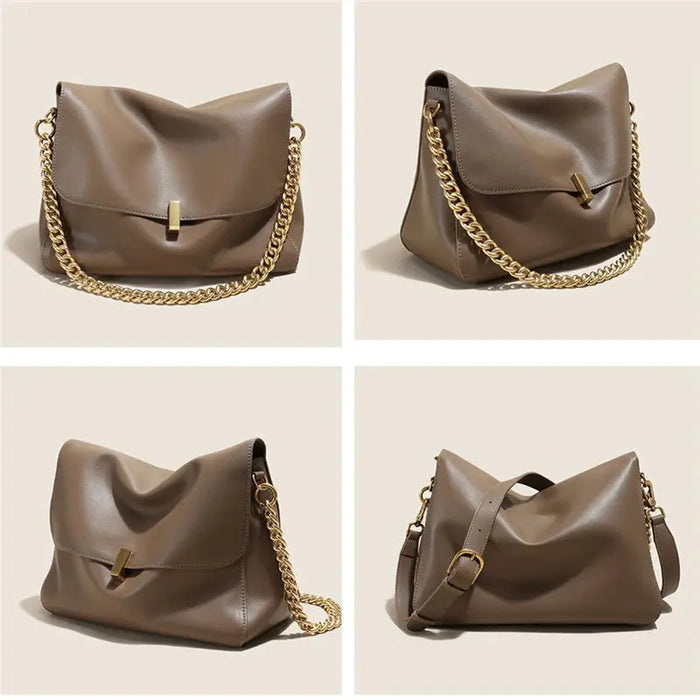 Leather Crossbody Bag - Vintage Soft Flap Style SF
