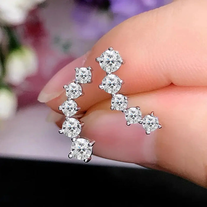 Premium 925 Sterling Silver Earrings With Excellent-Cut Moissanite Stones SF